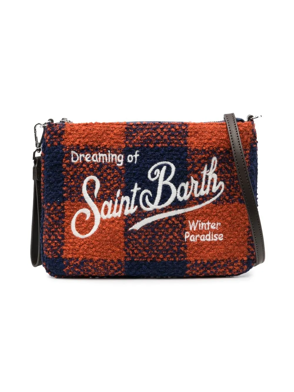 

MC2 Saint Barth Kids Parisienne checked logo-embroidered bag - Orange