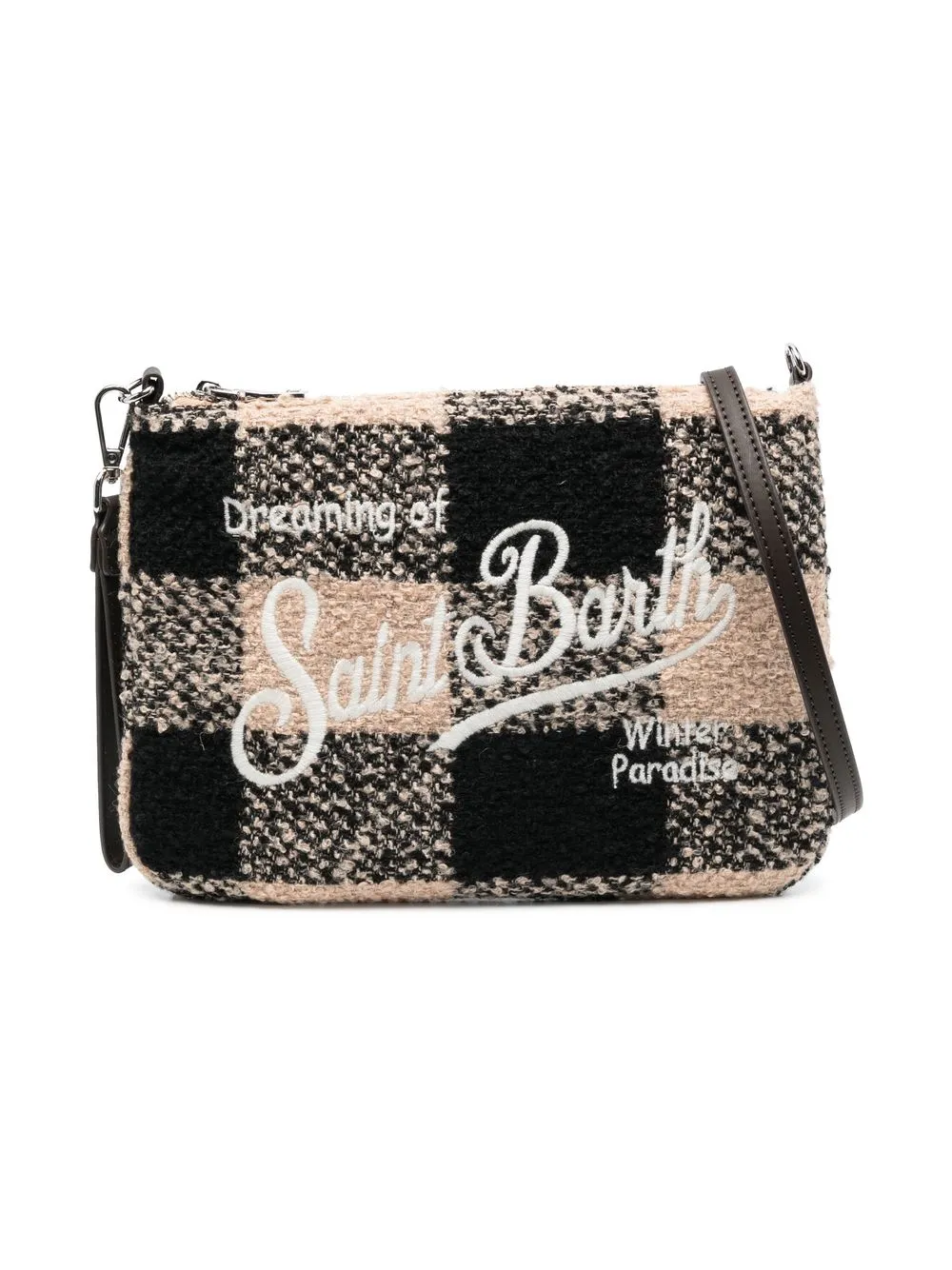 

MC2 Saint Barth Kids Parisienne checked logo-embroidered bag - Neutrals