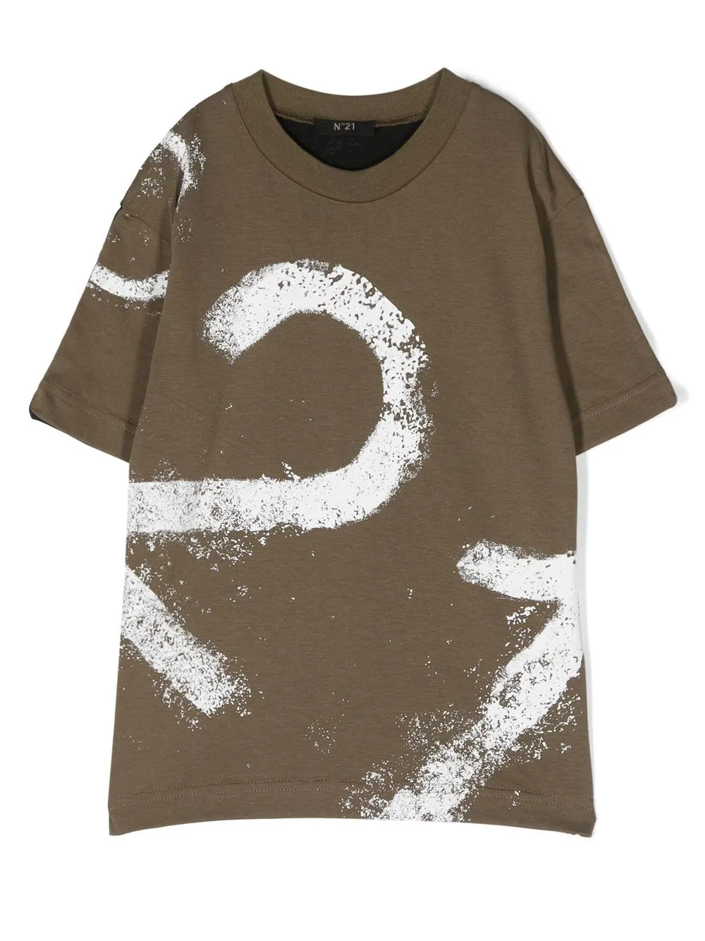 

Nº21 Kids playera con logo estilo espray estampado - Verde