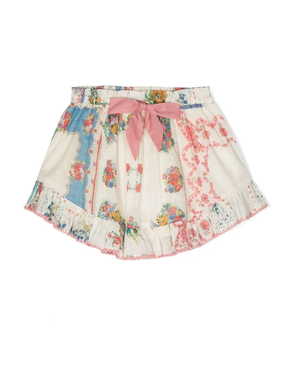 

ZIMMERMANN Kids floral-print ruffle mini skirt - Neutrals