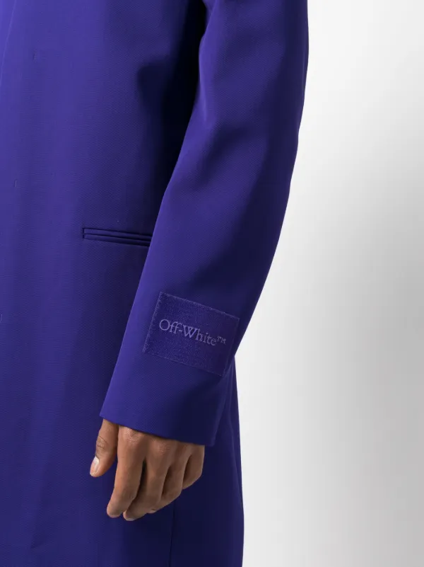 Off-White logo-patch single-breasted Coat | Purple | FARFETCH