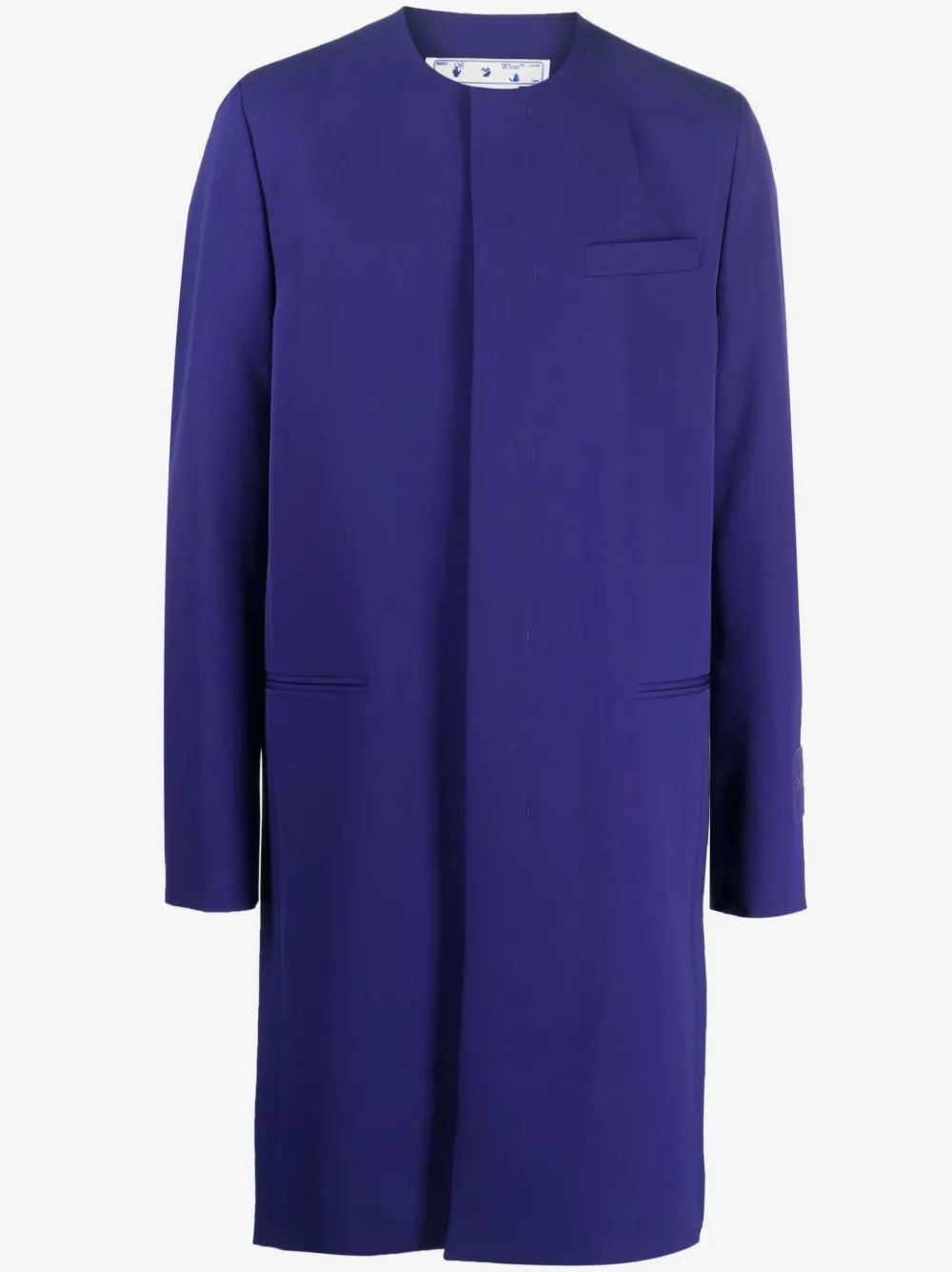Off-White logo-patch single-breasted coat | Purple | Image 1