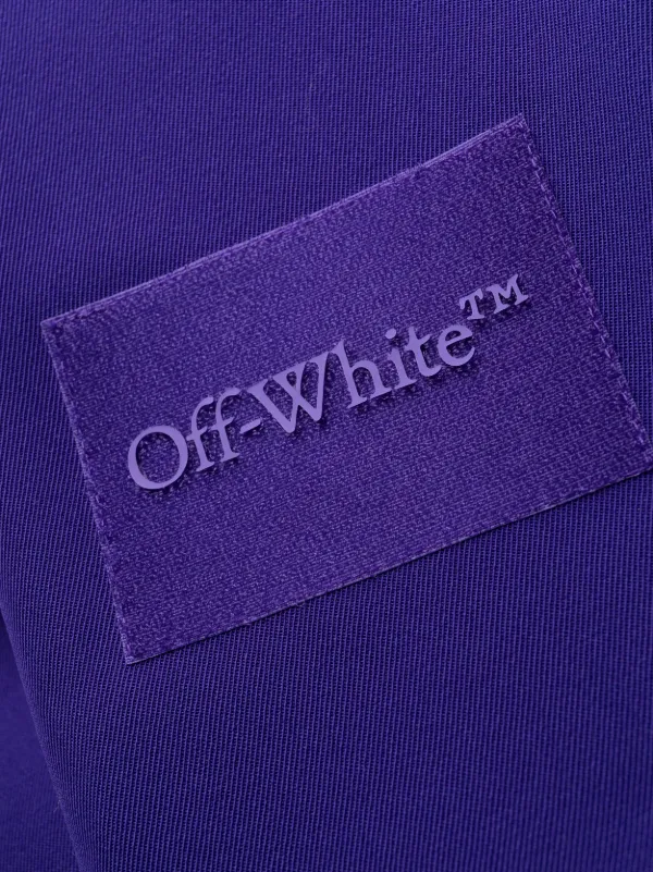 Off-White logo-patch single-breasted Coat | Purple | FARFETCH
