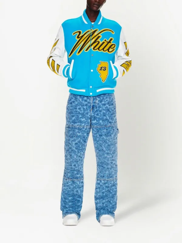 Off-White 23SS ジャケット ブルー系 Made In Italy Off-White Vars World Leather Jacket | Blue | FARFETCH
