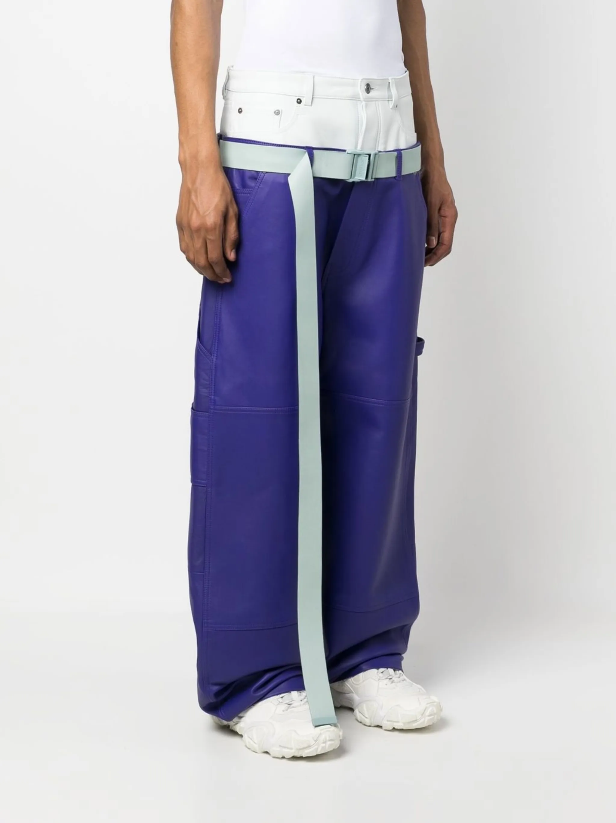 Off-White Off-White кожаные брюки Double Over — Фото 5
