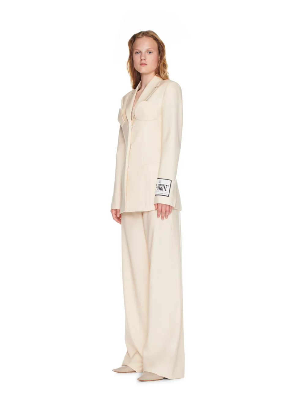 Pantaloni sartoriali in lana con scritta