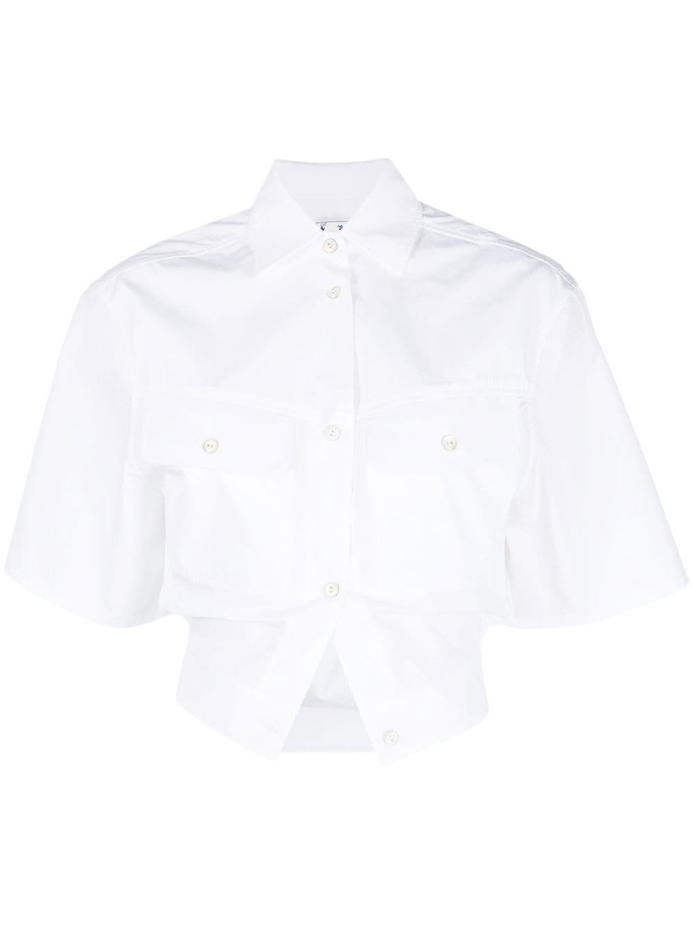 Shop Off-white Toybox Cinched Cropped Shirt In Weiss