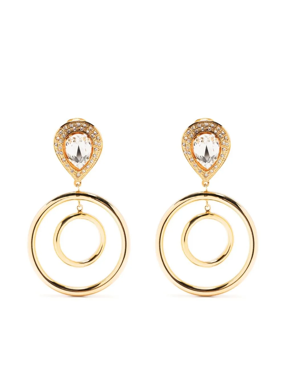 

Alessandra Rich crystal-embellished double hoop clip earrings - Gold