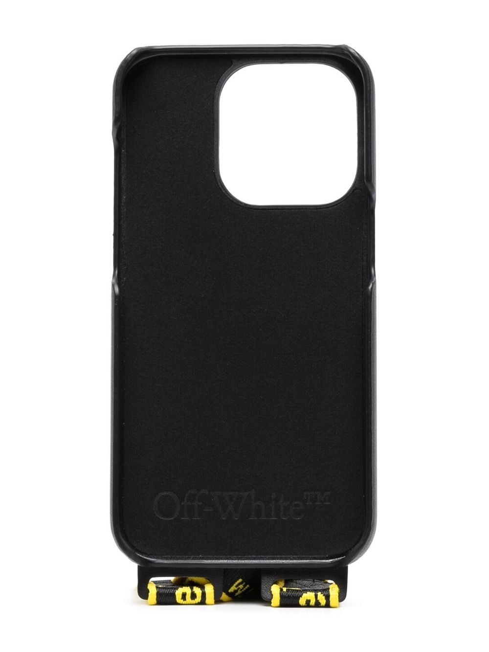 Off-White iPhone 14 Pro Max hoesje met riem - Zwart
