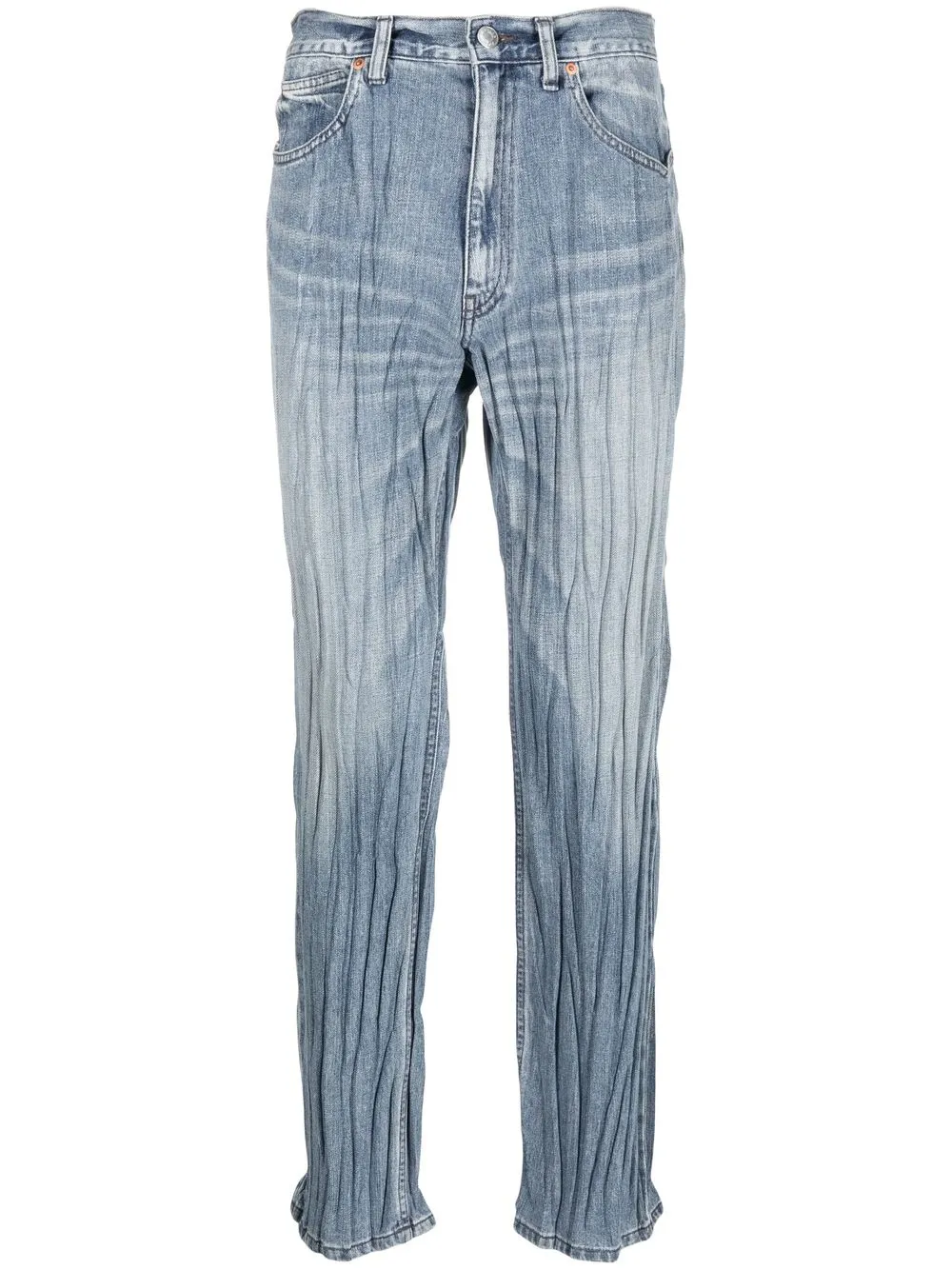 Martine Rose Crinkle Straight-Leg Jeans - Blue