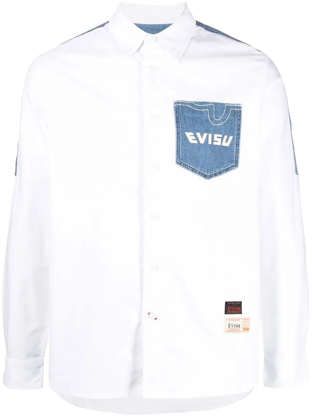 

EVISU denim patch long-sleeve shirt - White