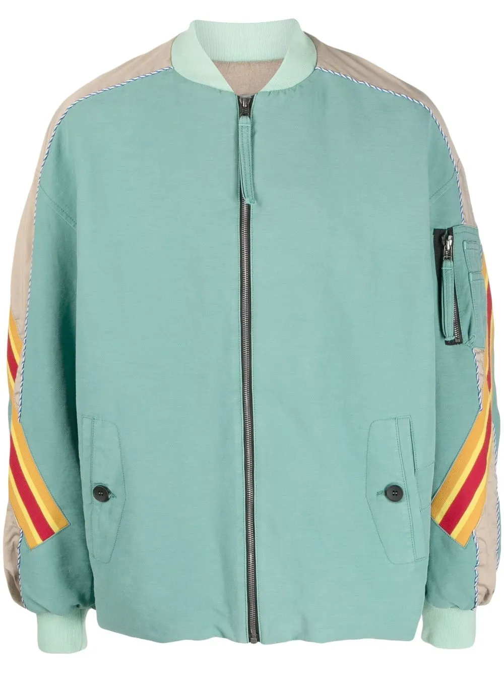 Incotex stripe-trim cotton bomber jacket - Green