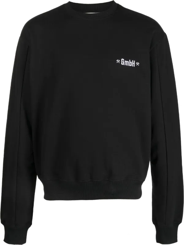 GmbH logo embroidered crew neck Sweatshirt Black FARFETCH NZ