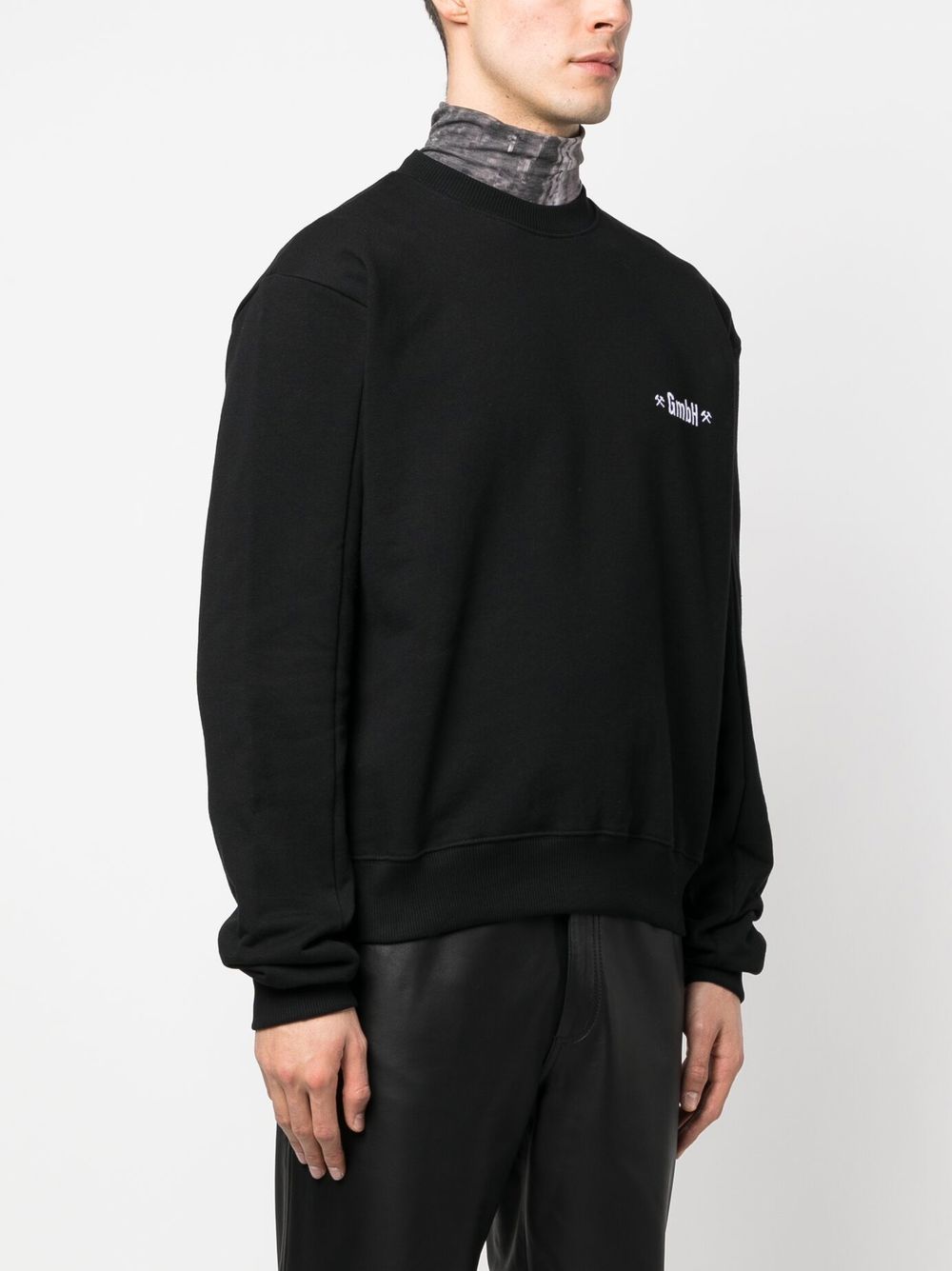 Shop Gmbh Logo-embroidered Crew-neck Sweatshirt In Black