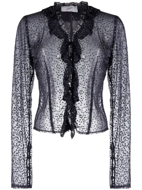 Coperni crystal embellished sheer blouse