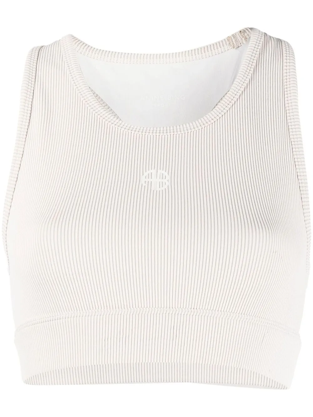 

ANINE BING logo-lettering ribbed cropped vest - Neutrals