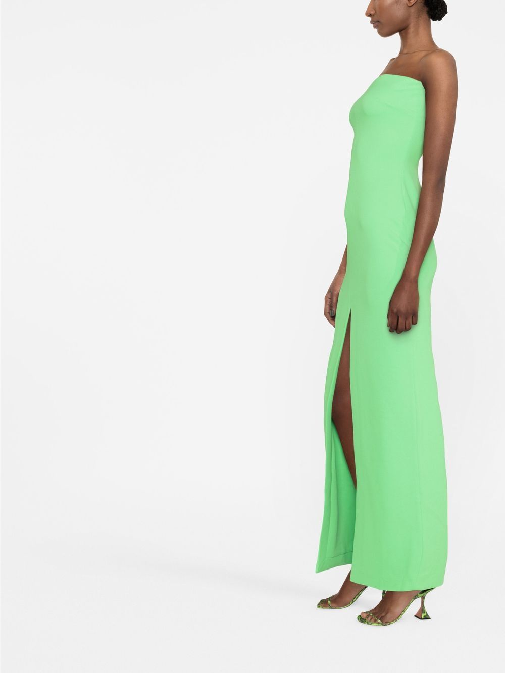Shop Solace London The Bysha Strapless Gown In Green