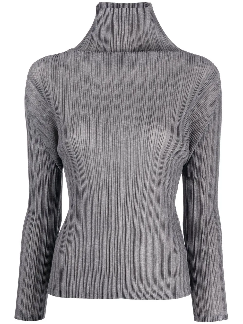 

Pleats Please Issey Miyake top plisado con cuello de tortuga - Gris