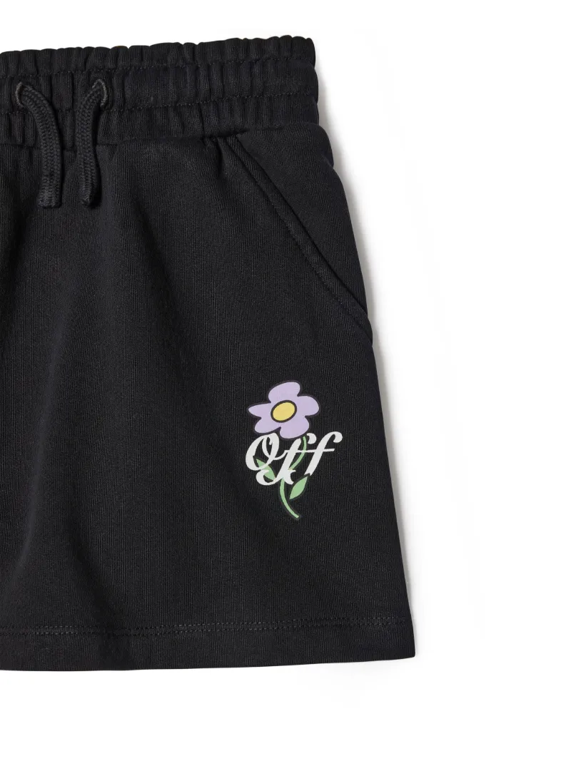 Gonna sportiva con logo e motivo floreale