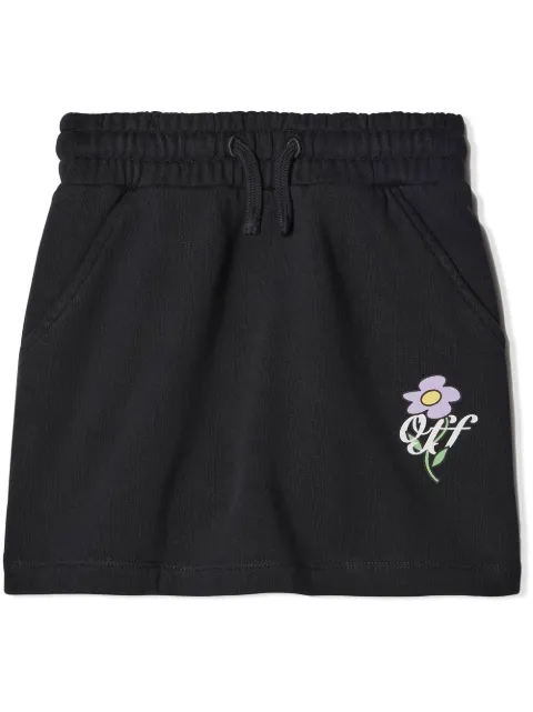 Off-White Kids Off Flowers organic cotton skirt