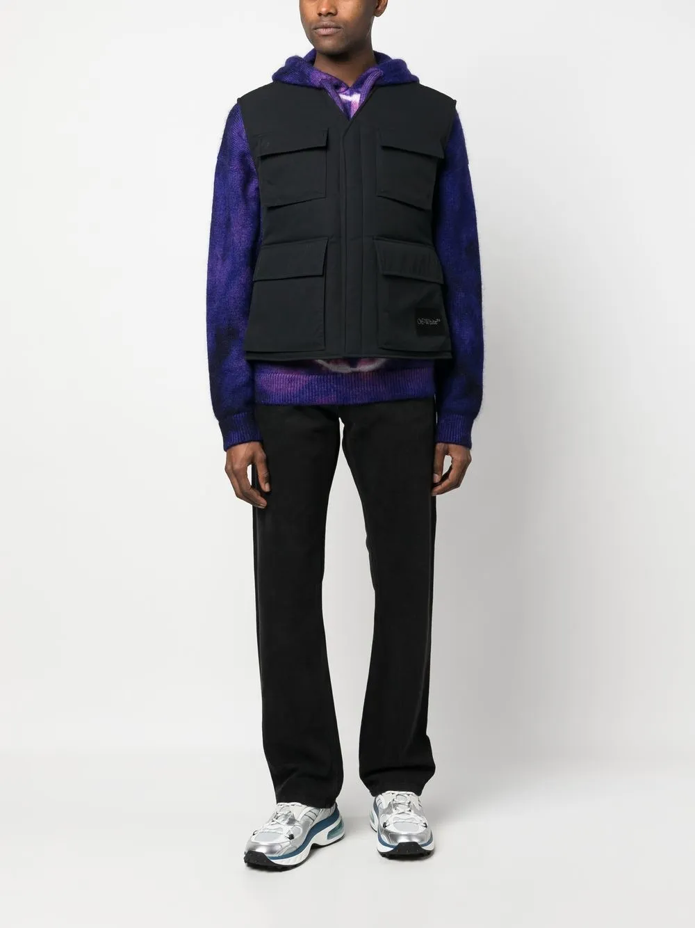 Shop Off-white Wave Tag Padded Vest In Schwarz