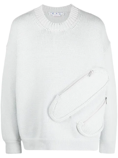 Off-White zip-compartment crew-neck sweatshirt