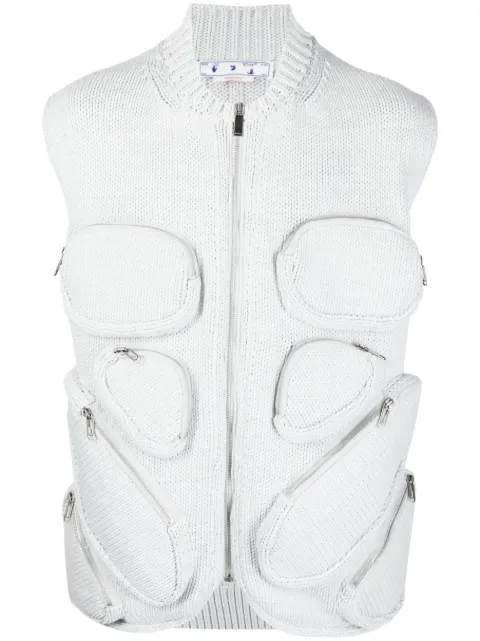 Off-White multiple-pocket knit gilet