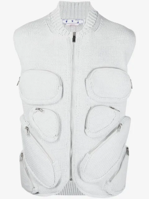Off-White multiple-pocket knit gilet