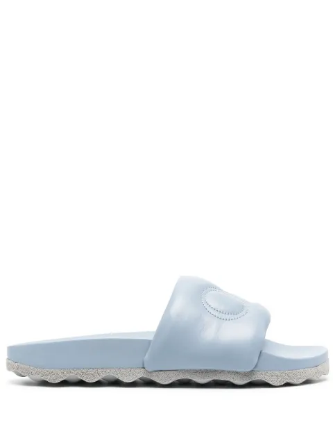 Off-White logo-embroidery leather sliders