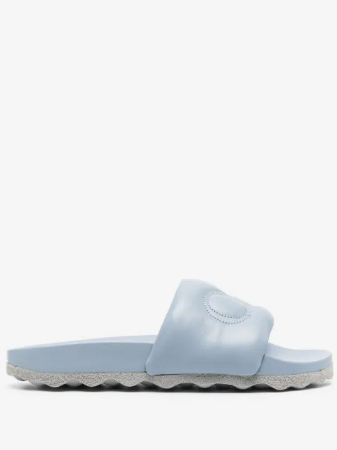 Off-White logo-embroidery leather sliders