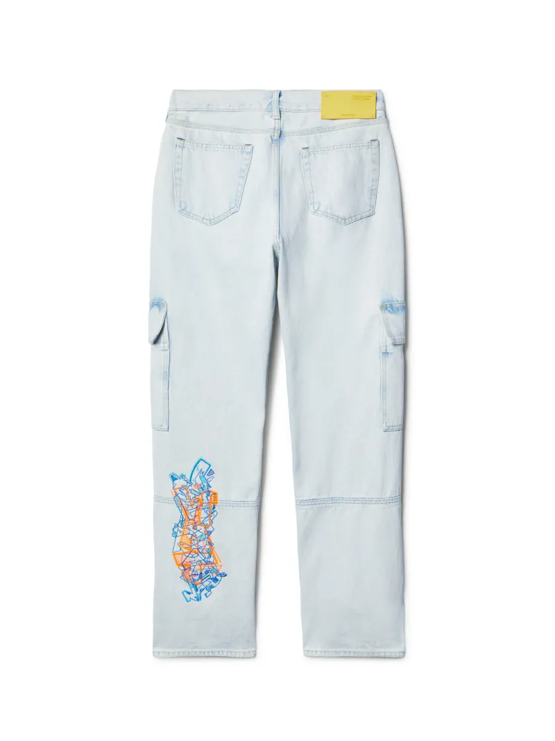 Graffiti Emb Denim Util Cargo