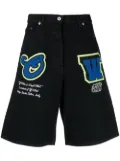 Off-White patch wide-leg denim shorts - Black