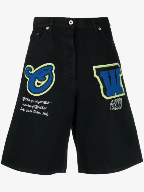 Off-White shorts de mezclilla con parche