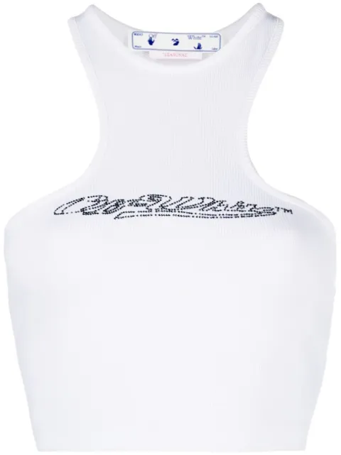 Off-White crystal-embellished logo crop top
