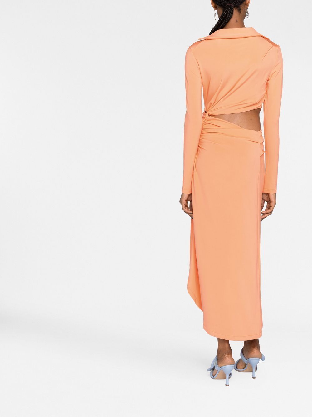 Shop Off-white Cut-out Draped Dress In Orange