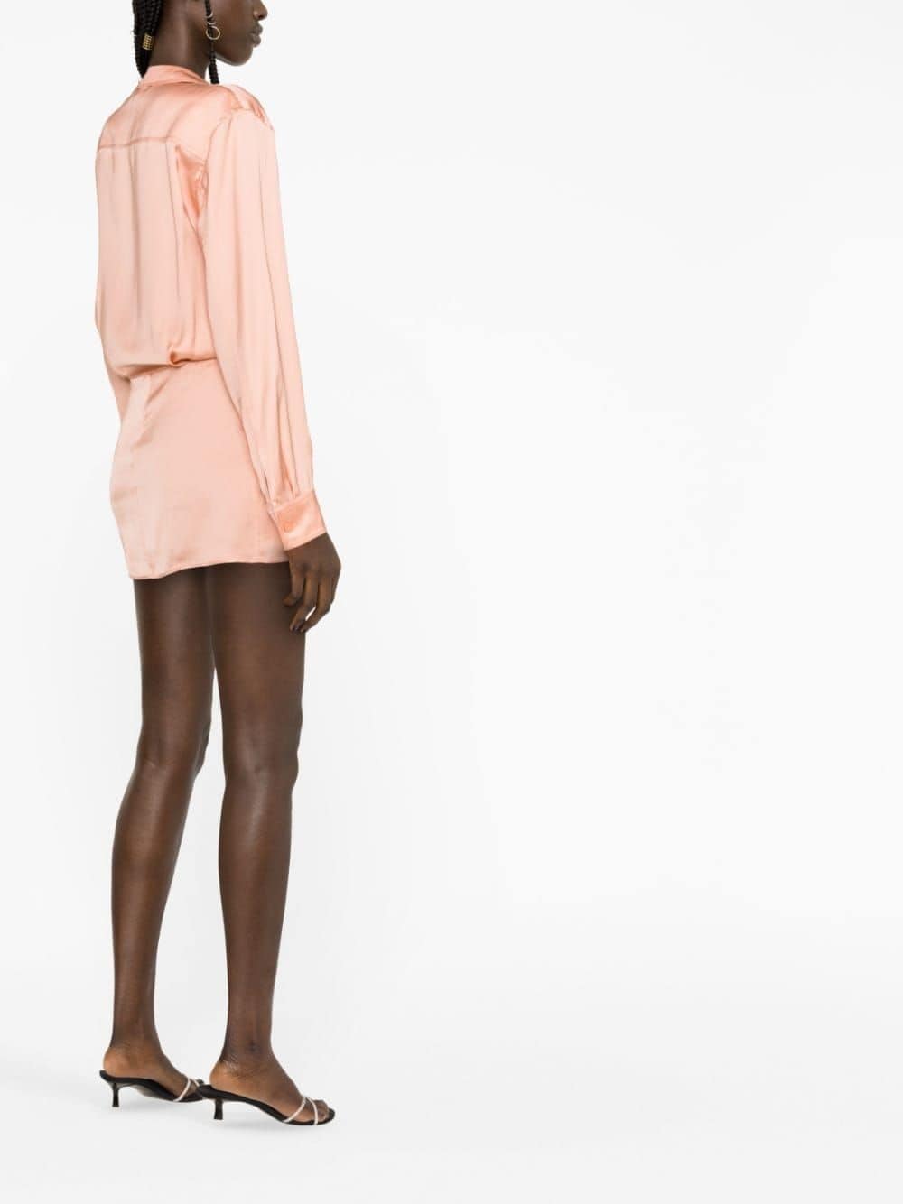 Shop Off-white Twist-detail Shirt Dress In Pink
