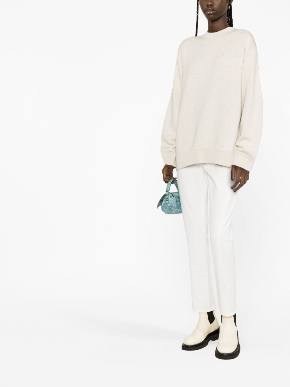 Off White Embossed Logo Long Sleeve Sweatshirt Neutrals Farfetch 5738