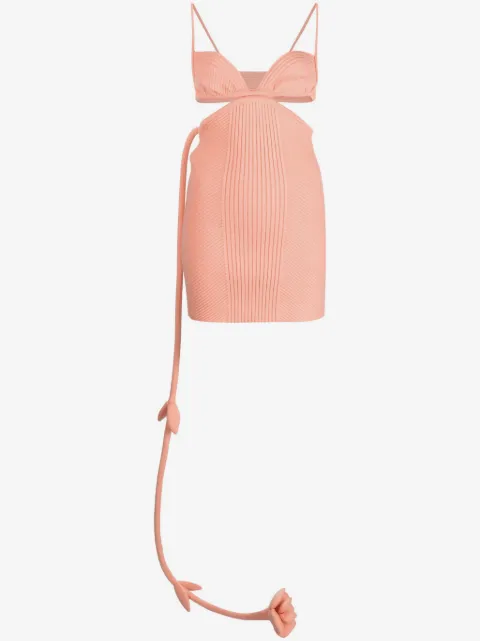 Off-White flower ribbon ribbed minidress