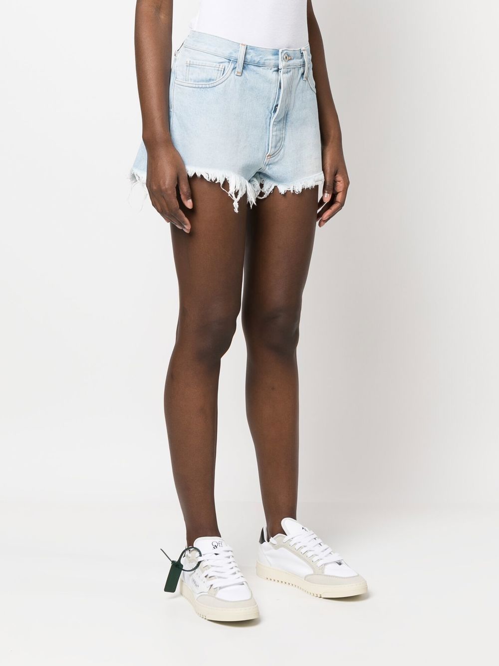Shop Off-white Twisted Bleach-effect Shorts In Blue