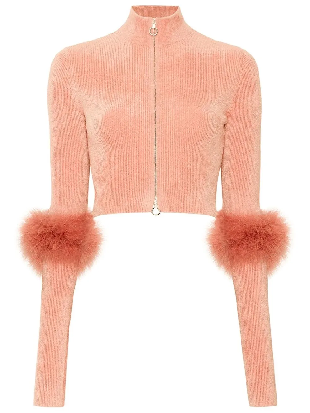 

LAPOINTE feather-trim cropped cardigan - Pink