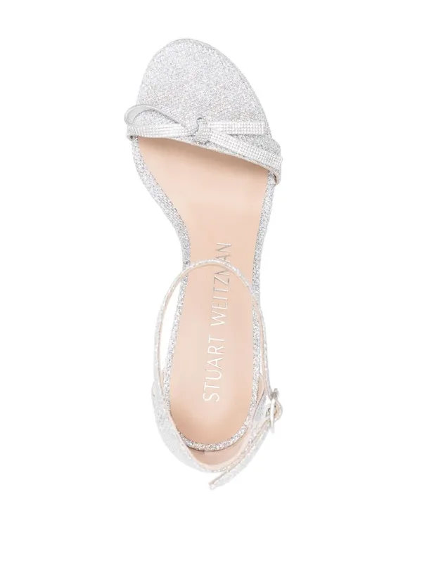 Stuart Weitzman NearlyNude 80mm ビジュー サンダル | シルバートーン 