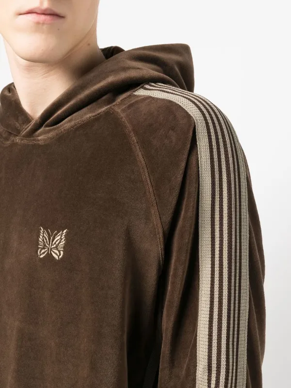 Needles logo-embroidered Velour Hoodie - Farfetch