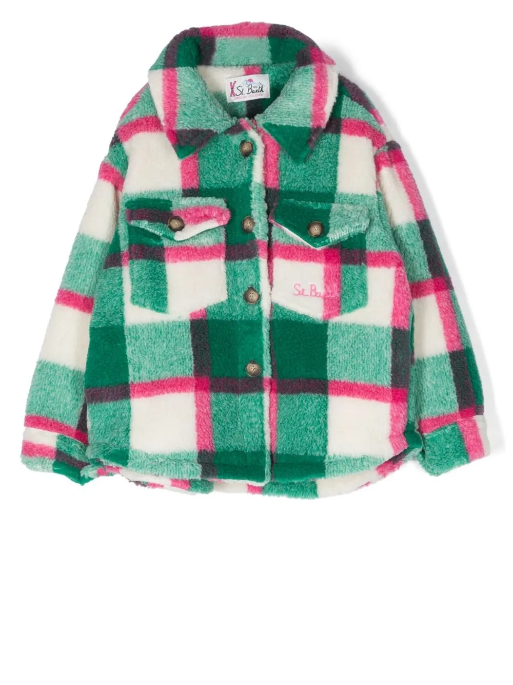 

MC2 Saint Barth Kids check-print sherpa shirt jacket - Green