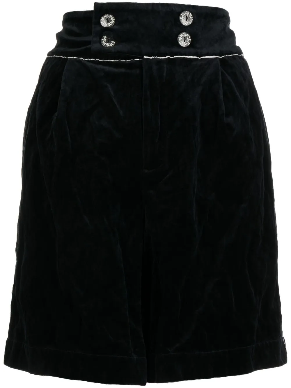 

Renli Su high-waist velvet shorts - Black