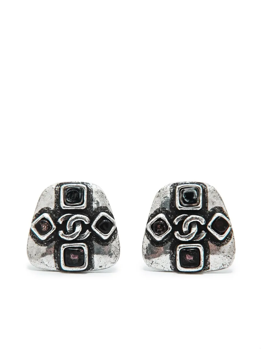 

CHANEL Pre-Owned 1999 CC stone-embellished clip-on earrings - Silver