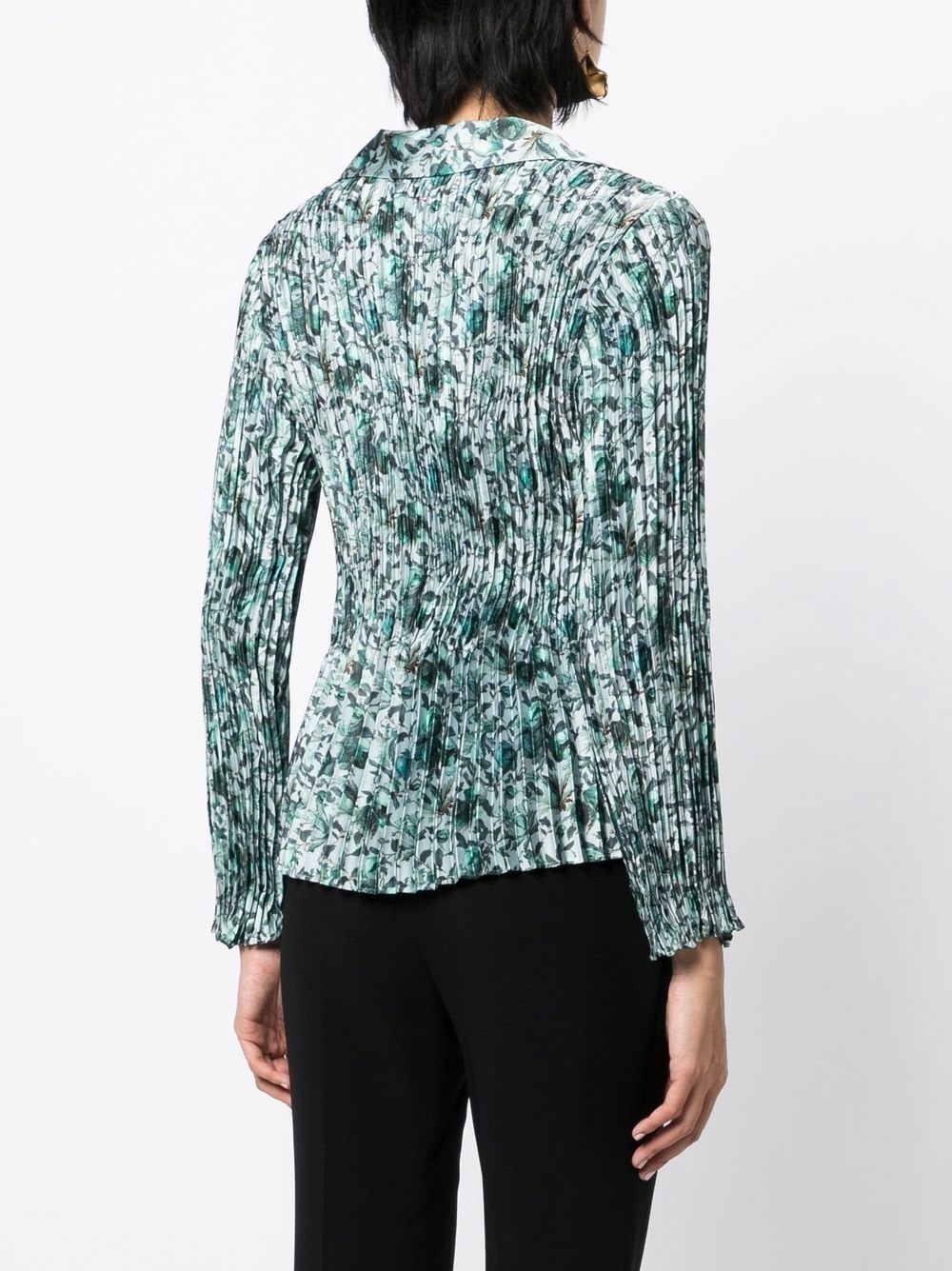 Shop Vince Berry Blooms Pleated Shirt In Green