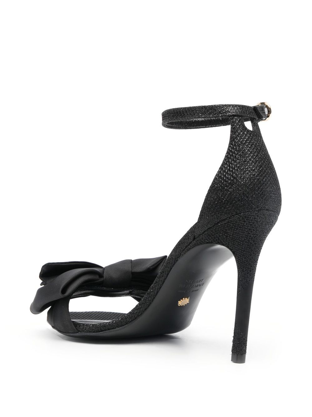 Shop Stuart Weitzman Nudist Curve Loveknot 100mm Sandals In Black