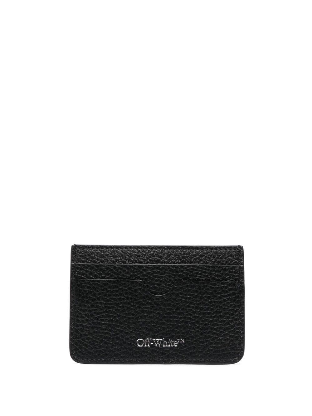 Shop Off-white Diag-stripe Leather Cardholder In Schwarz