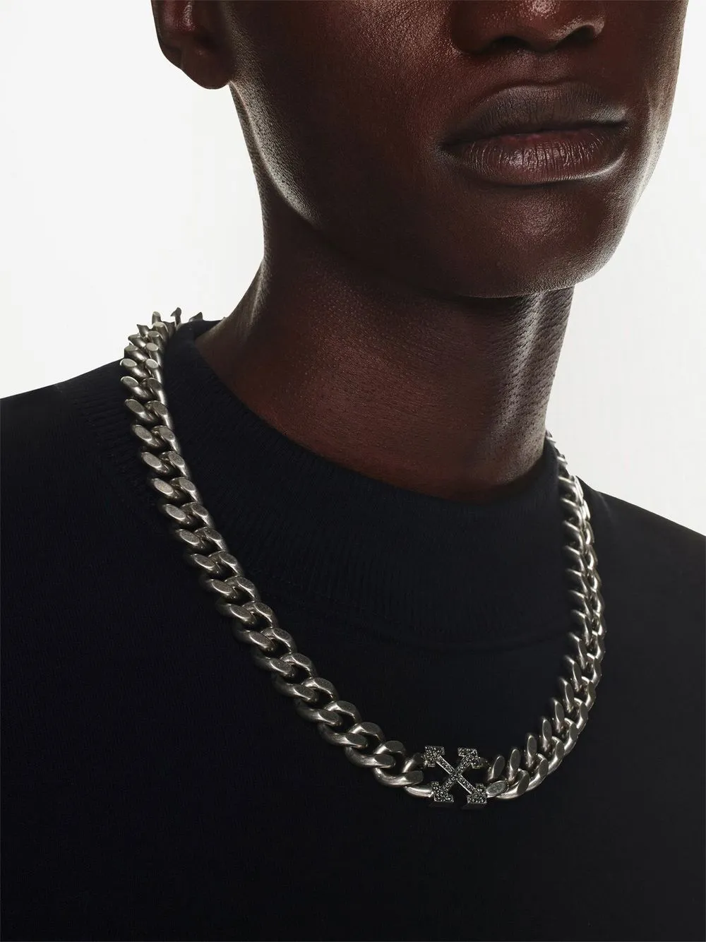 Off-White Halsketting verfraaid met kristallen - Zwart