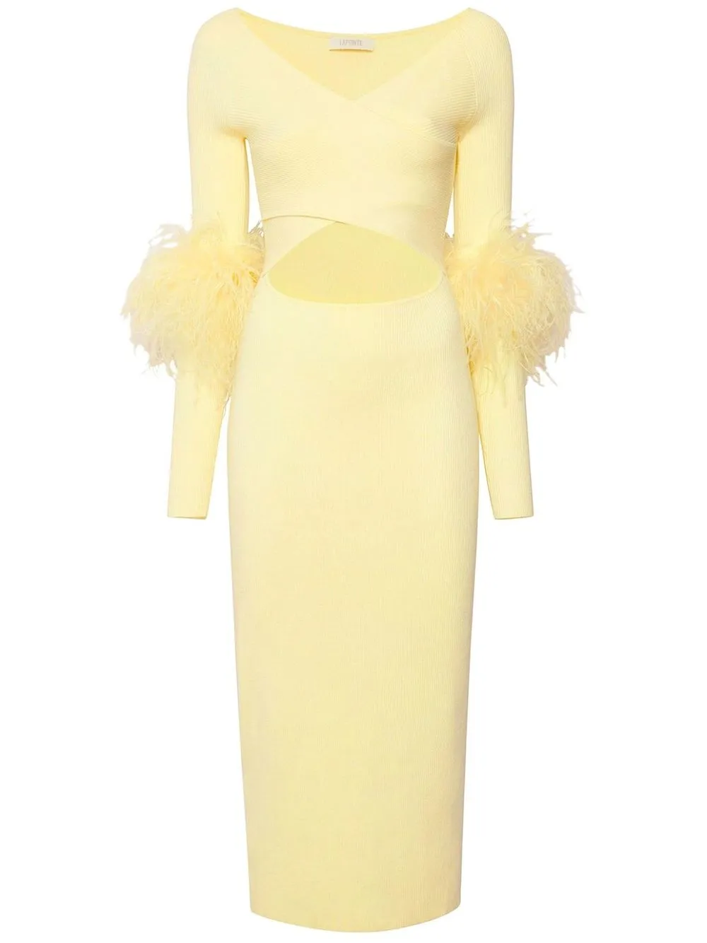 

LAPOINTE feather detail cut-out dress - Yellow